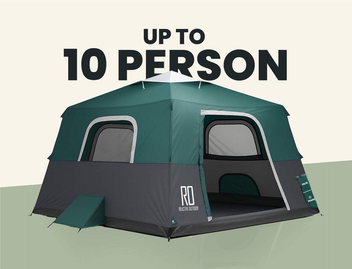 Extra Large-Sized 2 Step Cabin Tent + FREE Camping Tarp (Up To 10 Person, EU)
