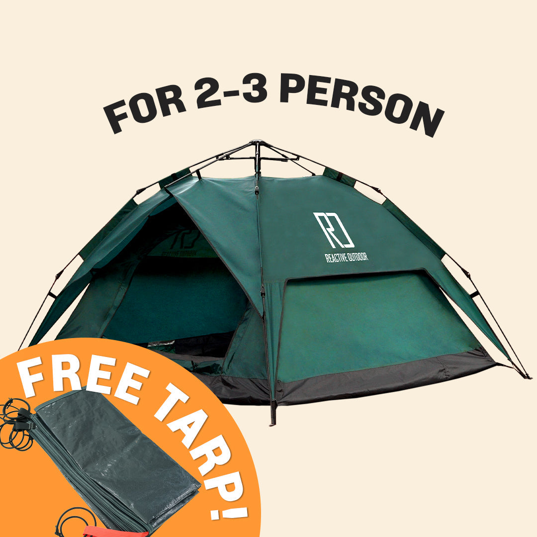 Large-Sized 3 Secs Tent + FREE Camping Tarp (For 2-3 Person, CA)