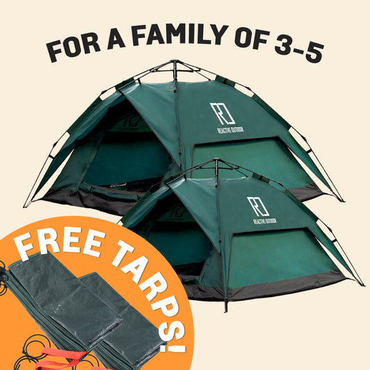 1 Small-Sized + 1 Large-Sized 3 Secs Tent + 2 FREE Camping Tarp (Family Package, EU)